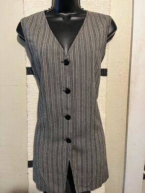 1997 Authentic Christy Girl Vest Gray Pinstripe